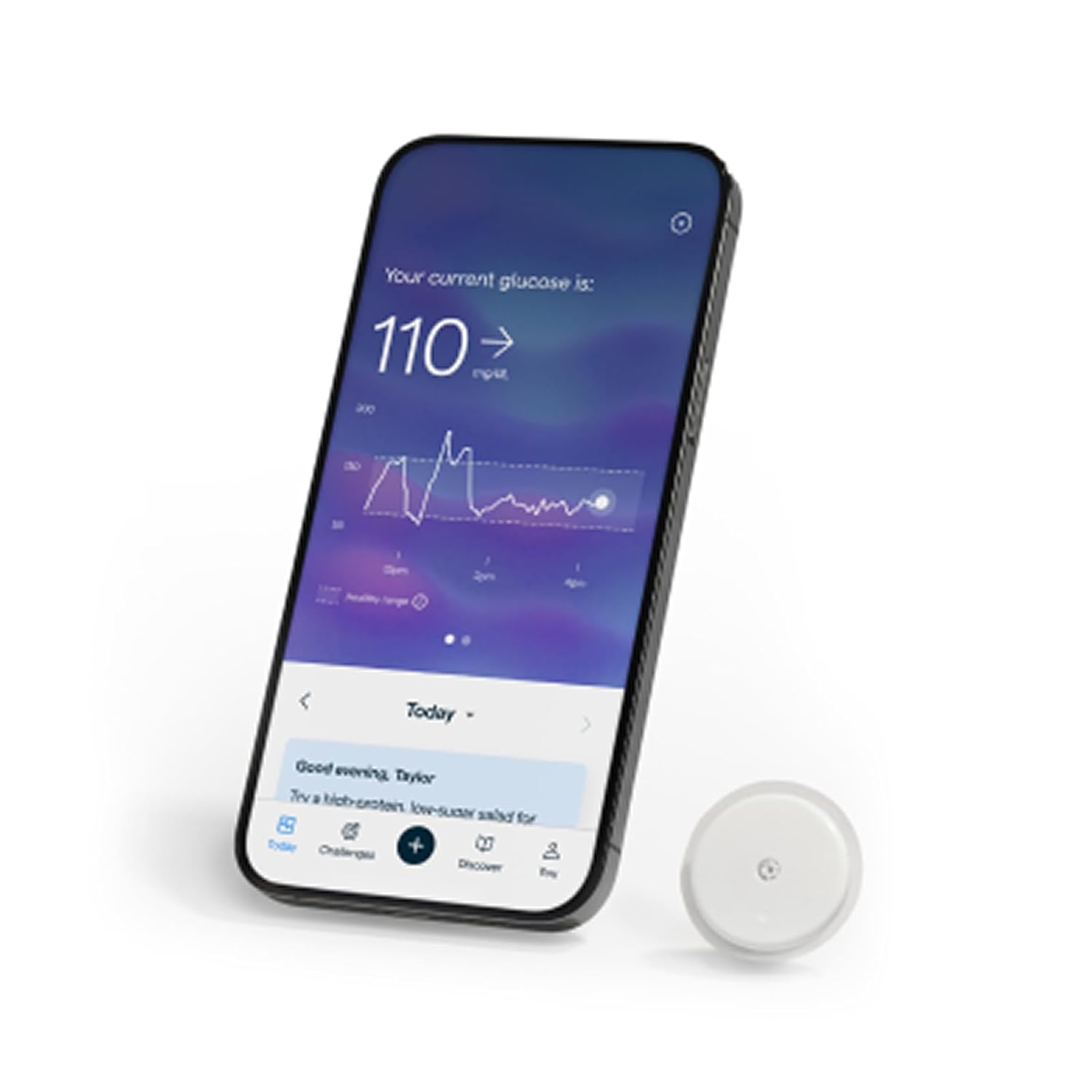 Abbott Lingo continuous glucose monitor biosensor with smartphone app