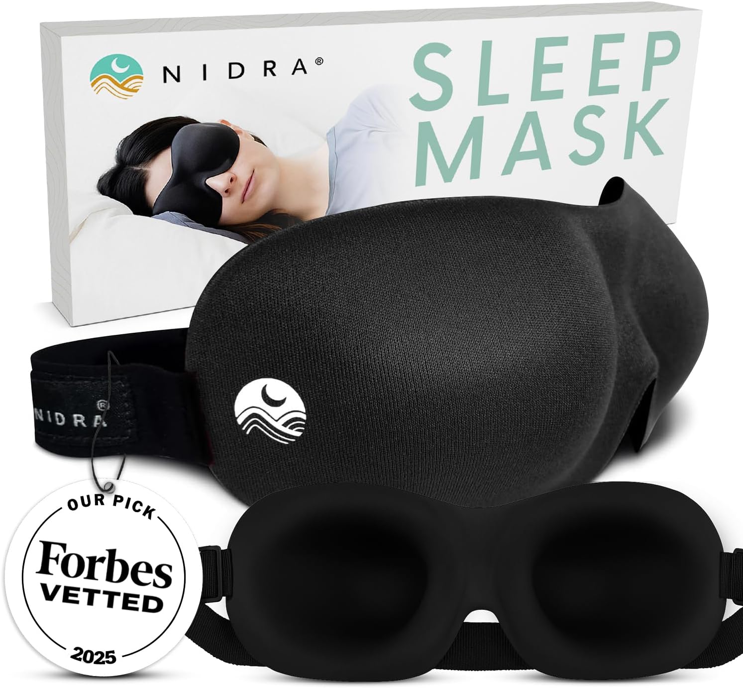 Nidra Contoured Sleep Mask for Side Sleepers - Zero Pressure Fit