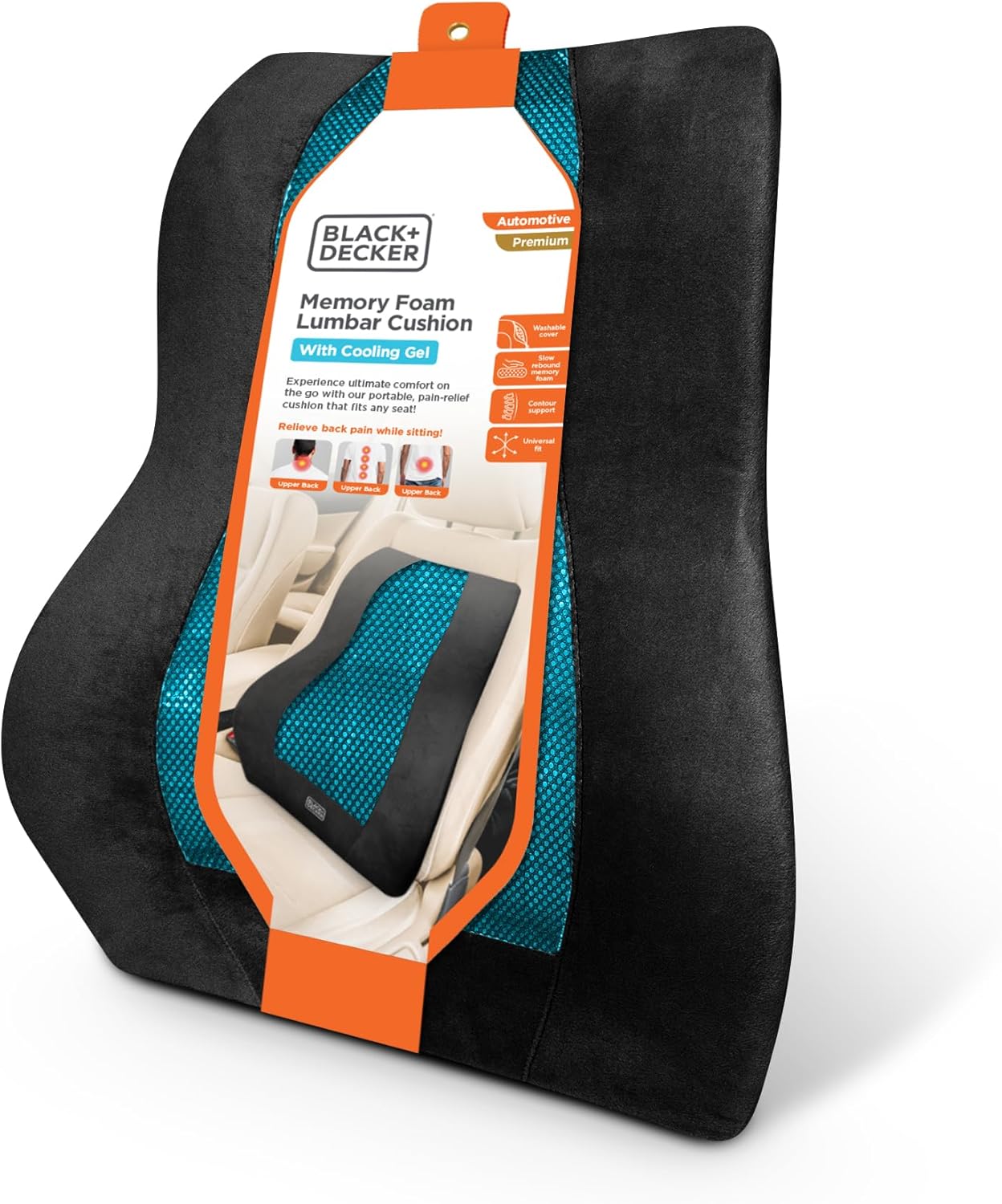 BLACK+DECKER Memory Foam Lumbar Support with Cooling Gel