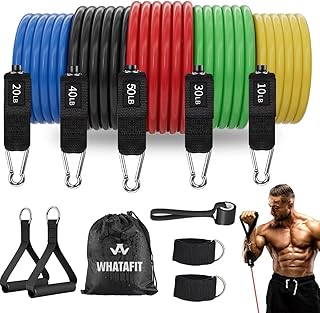 WHATAFIT Resistance Bands Set with handles door anchor and ankle straps